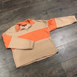 MIXED THREADS BROWN/ORANGE SWEATER WITH FRONT 1/2 ZIPPER XL